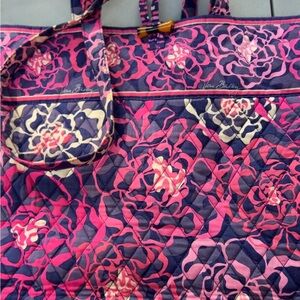 Vera Bradley Vibrant Pink and Navy Floral Tote